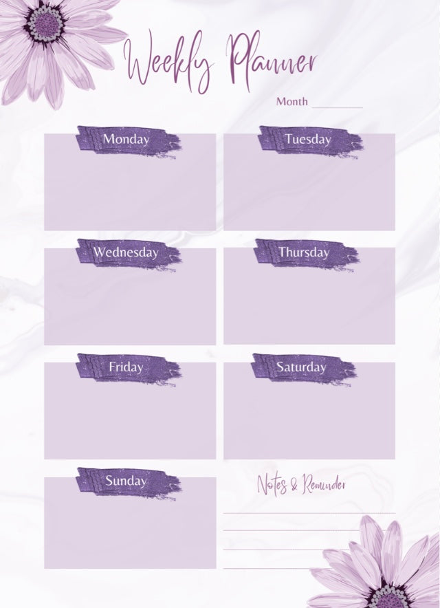 Elegant Purple Time Planner – Daily & Weekly Printable Pages (PDF)