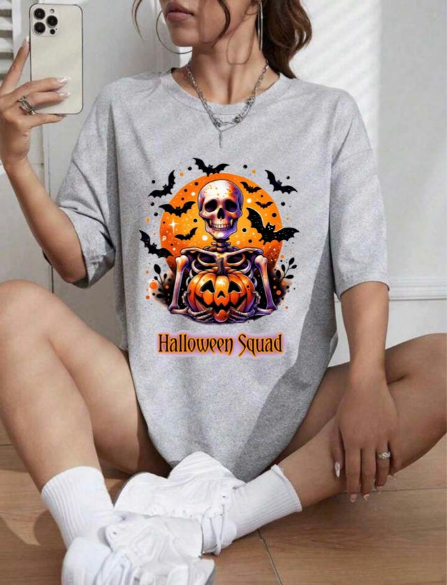 Halloween Skull Pumpkin T-Shirt – Spooky Unisex Tee for Parties & Trick-or-Treat