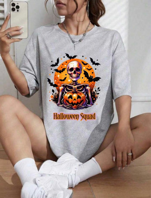 Halloween Skull Pumpkin T-Shirt – Spooky Unisex Tee for Parties & Trick-or-Treat