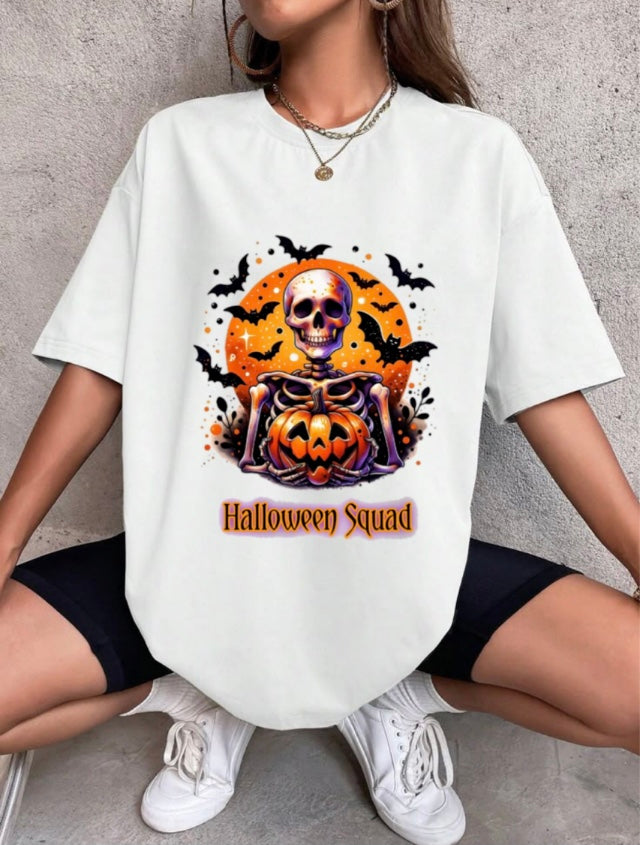 Halloween Skull Pumpkin T-Shirt – Spooky Unisex Tee for Parties & Trick-or-Treat