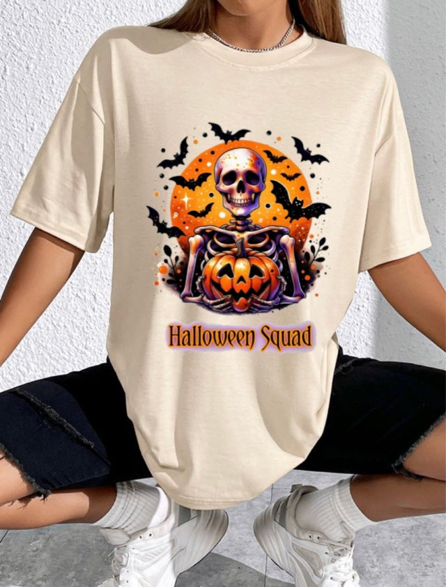 Halloween Skull Pumpkin T-Shirt – Spooky Unisex Tee for Parties & Trick-or-Treat