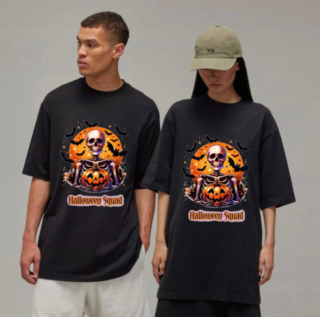 Halloween Skull Pumpkin T-Shirt – Spooky Unisex Tee for Parties & Trick-or-Treat